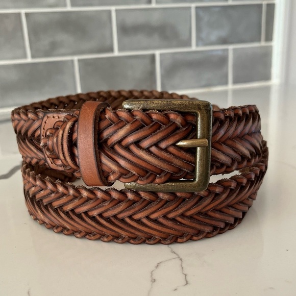 American Eagle Braided Leather Whiskey Colored Belt Boho Western Country Cowgirl - Picture 1 of 9